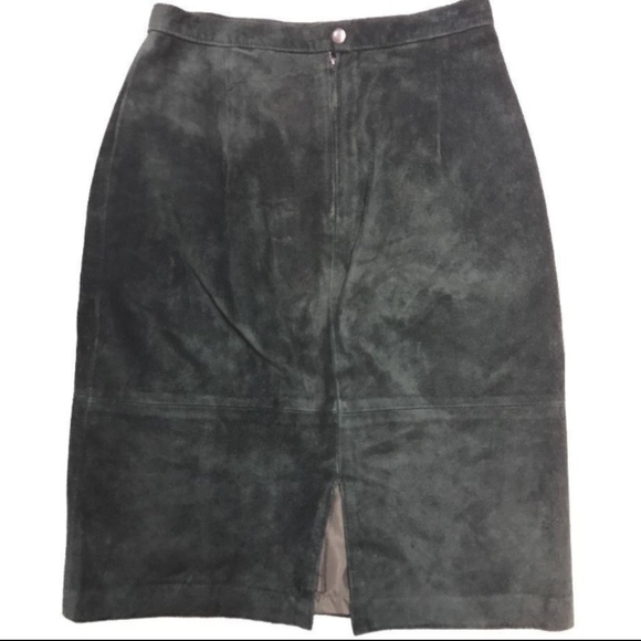 COMINT Leather Suede Pencil Forrest Skirt - Picture 5 of 8